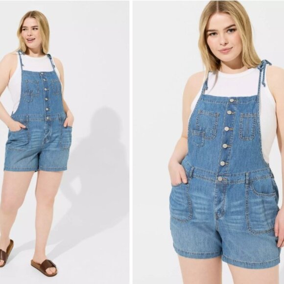 torrid Denim - Torrid Lightweight Denim Adjustable Shortalls Size 12